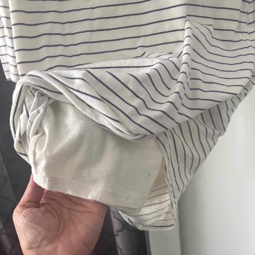 Sundry Striped Long Sleeve Pocket T-Shirt Dress White Navy Blue Size 1 S - Picture 3 of 5